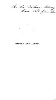 Cover of: Oxford and Locke.