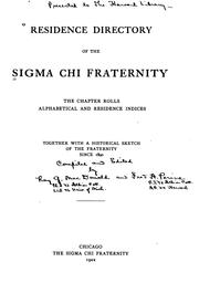 Residence directory of the Sigma Chi Fraternity