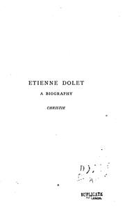 Cover of: Étienne Dolet by Richard Copley Christie