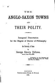 Cover of: The Anglo-Saxon towns and their polity ...