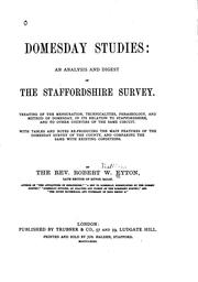 Cover of: Domesday studies: an analysis and digest of the Staffordshire survey.