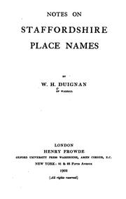 Cover of: Notes on Staffordshire place names by Duignan, W. H.