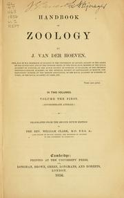 Cover of: Handbook of zoology by Hoeven, Jan van der