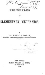 Cover of: The principles of elementary mechanics.