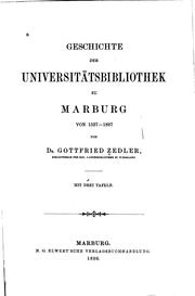 Cover of: Geschichte der Universitätsbibliothek zu Marburg by Gottfried Zedler