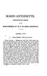 Cover of: Marie-Antoinette.: Correspondance secrète entre Marie-Thérèse et le comte de Mercy-Argenteau, avec les lettres de Marie-Thérèse et de Marie-Antoinette.
