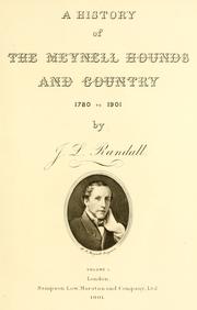 Cover of: A history of the Meynell hounds and country, 1780-1901