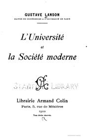 Cover of: L' université et la société moderne. by Gustave Lanson