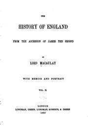 Cover of: The  history of England: from the accession of James II.