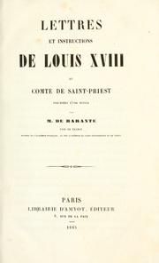 Cover of: Lettres et instructions de Louis XVIII au comte de Saint-Priest