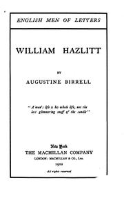 Cover of: William Hazlitt by Augustine Birrell