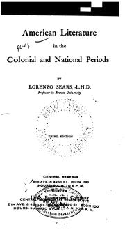 Cover of: American literature in the colonial and national periods