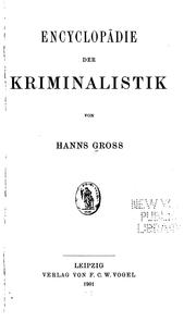 Cover of: Encyclopädie der kriminalistik