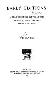 Cover of: Early editions by J. Herbert Slater