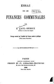 Cover of: Essai sur les finances communales