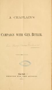 Cover of: A chaplain's campaign with Gen. Butler.