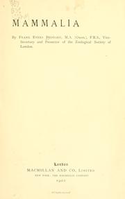 Mammalia by Frank E. Beddard, William Thomas Blanford, William Thomas Blanford