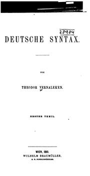 Cover of: Deutsche syntax. by Theodor Vernaleken