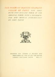 Cover of: The poems of Master François Villon of Paris by François Villon