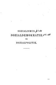 Cover of: Sozialismus, Sozialdemokratie und Sozialpolitik.