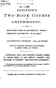 Cover of: Robinson's beginner's book in arithmetic: introductory to Robinson's complete arithmetic