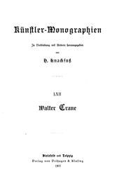 Cover of: Walter Crane by Schleinitz, Otto Julius Wilhelm freiherr von