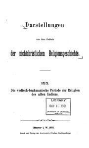 Cover of: Die vedisch- brahmanische periode der religion des alten Indiens.