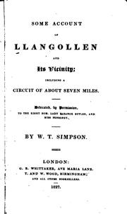 Cover of: Some account of Llangollen and its vicinity by W. T. Simpson