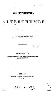Cover of: Griechische Alterthümer by Georg Friedrich Schömann