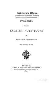 Cover of: Passages from the English note-books of Nathaniel Hawthorne.
