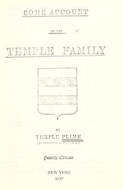 Cover of: Some account of the Temple family