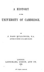 Cover of: A history of the University of Cambridge.