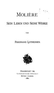 Cover of: Molière, sein leben und seine werke