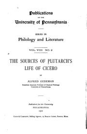 Cover of: The sources of Plutarch's Life of Cicero by A. Gudeman