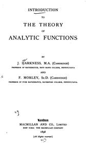 Cover of: Introduction to the theory of analytic functions