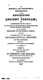 Cover of: An historical and topographical description of the municipium of ancient Verulam by J. Frederick Lake Williams