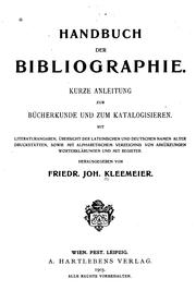 Cover of: Handbuch der Bibliographie. by Friedrich Johann Kleemeier