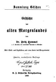 Cover of: Geschichte des alten Morgenlandes by Fritz Hommel, Fritz Hommel