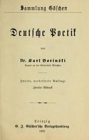 Cover of: Deutsche poetik