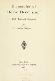 Cover of: Principles of home decoration by Candace Wheeler