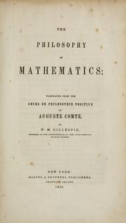 Cover of: The philosophy of mathematics by Auguste Comte