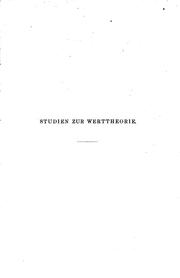 Cover of: Studien zur Werttheorie.