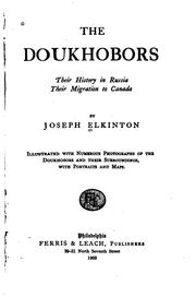 The Doukhobors by Joseph Elkinton