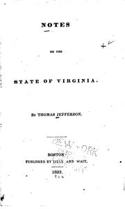 Cover of: Notes on the state of Virginia. by Thomas Jefferson