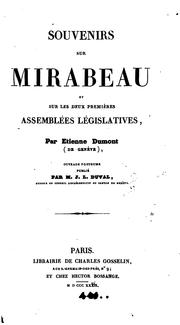 Cover of: Souvenirs sur Mirabeau et sur les deux premières assemblées législatives by Etienne Dumont