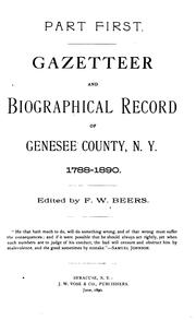 Cover of: Gazetteer and biographical record of Genesee County, N.Y., 1788-1890. by F. W. Beers