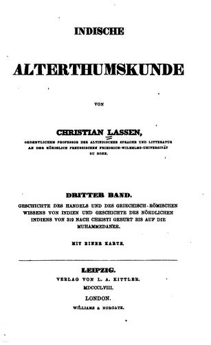 Indische alterthumskunde by Christian Lassen