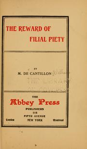 The reward of filial piety by M. de Cantillon