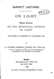 Cover of: On light: first course, on the nature of light, delivered at Aberdeen in November, 1883