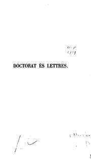 Cover of: Notice sur le doctorat ès lettres by Athénaïs Mourier